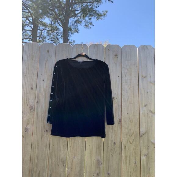 Cable & Gauge Sz Medium Velvet Slit Sleeve Pullover black diamond goth cute - Picture 2 of 8